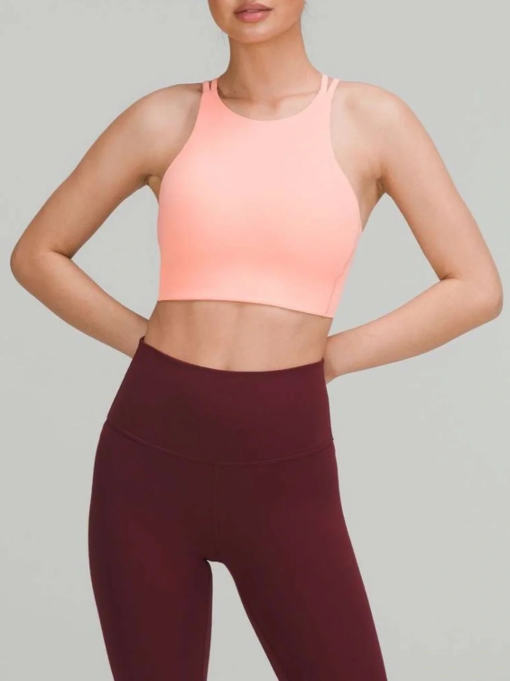 Lululemon Like a Cloud High-Neck Longline Bra in Dew Pink Size 6 B/C Cup